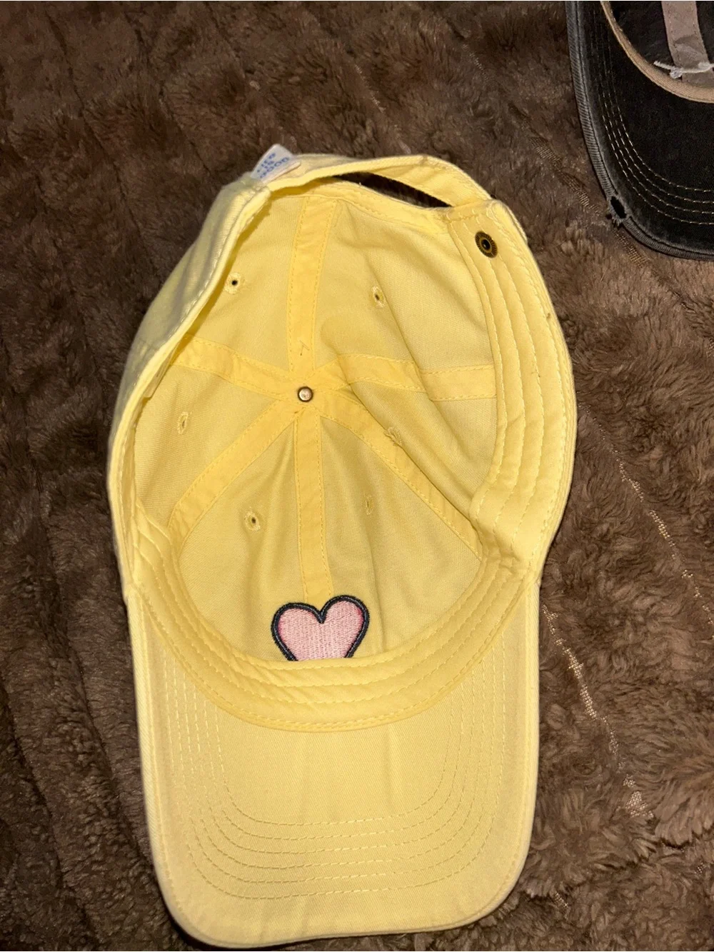 Life Is Good Yellow Cap with Pink Heart
